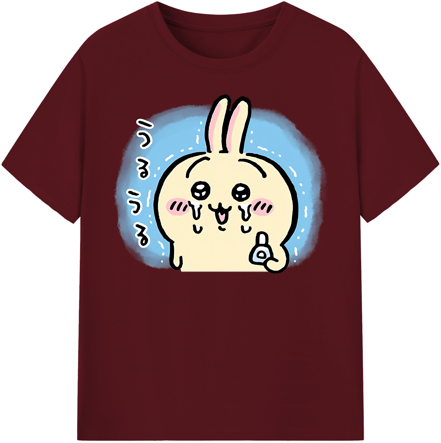 （画像用） ちいかわ うさぎ Chii-kawa usagi 綿100％半袖Tシャツ（フロントプリント）